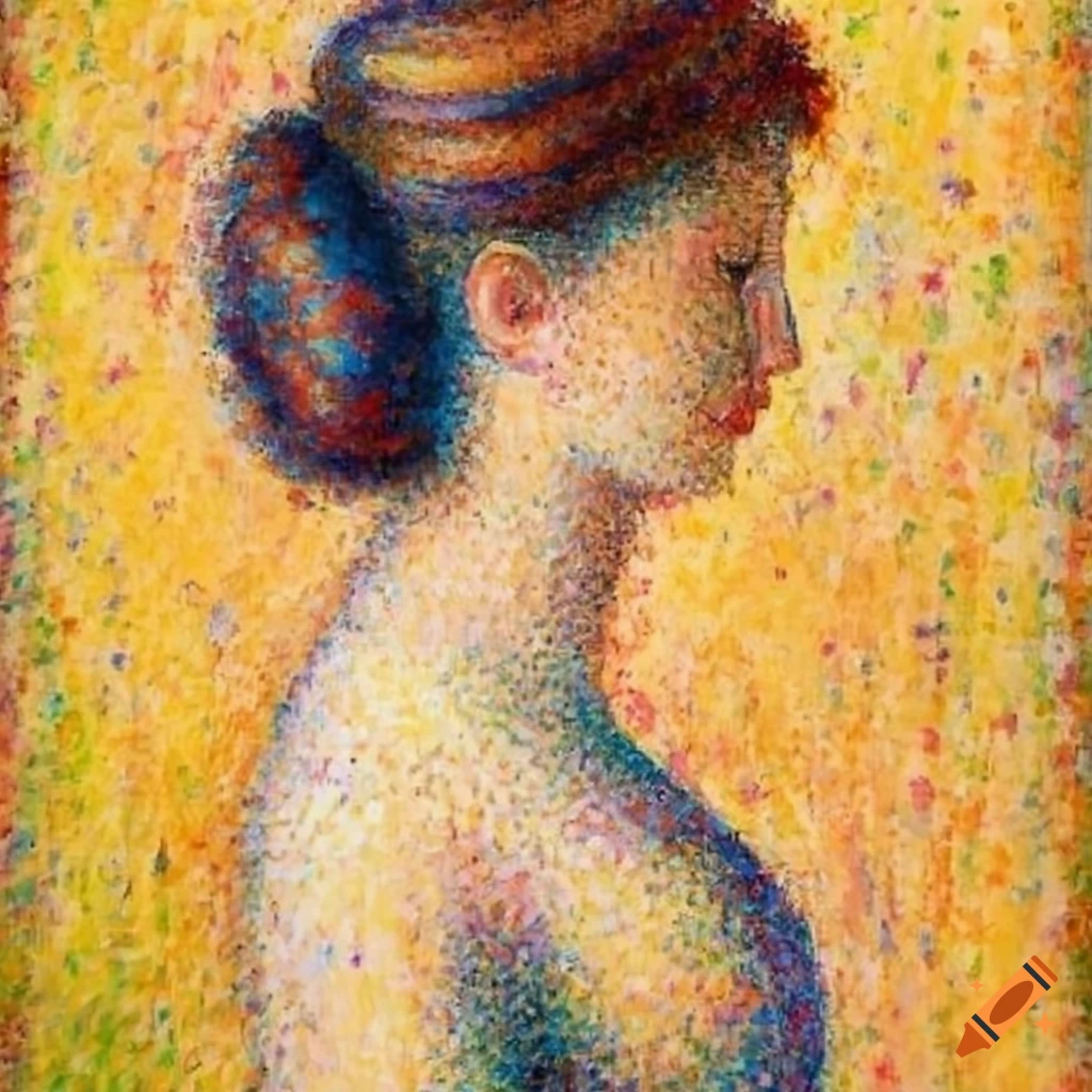Polish woman artwork in the style of Seurat