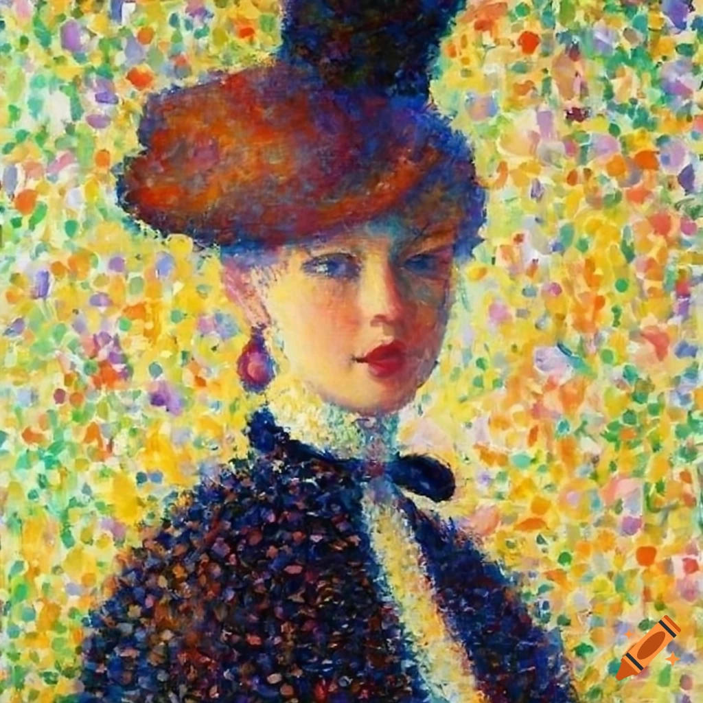 Polish woman artwork in the style of Seurat
