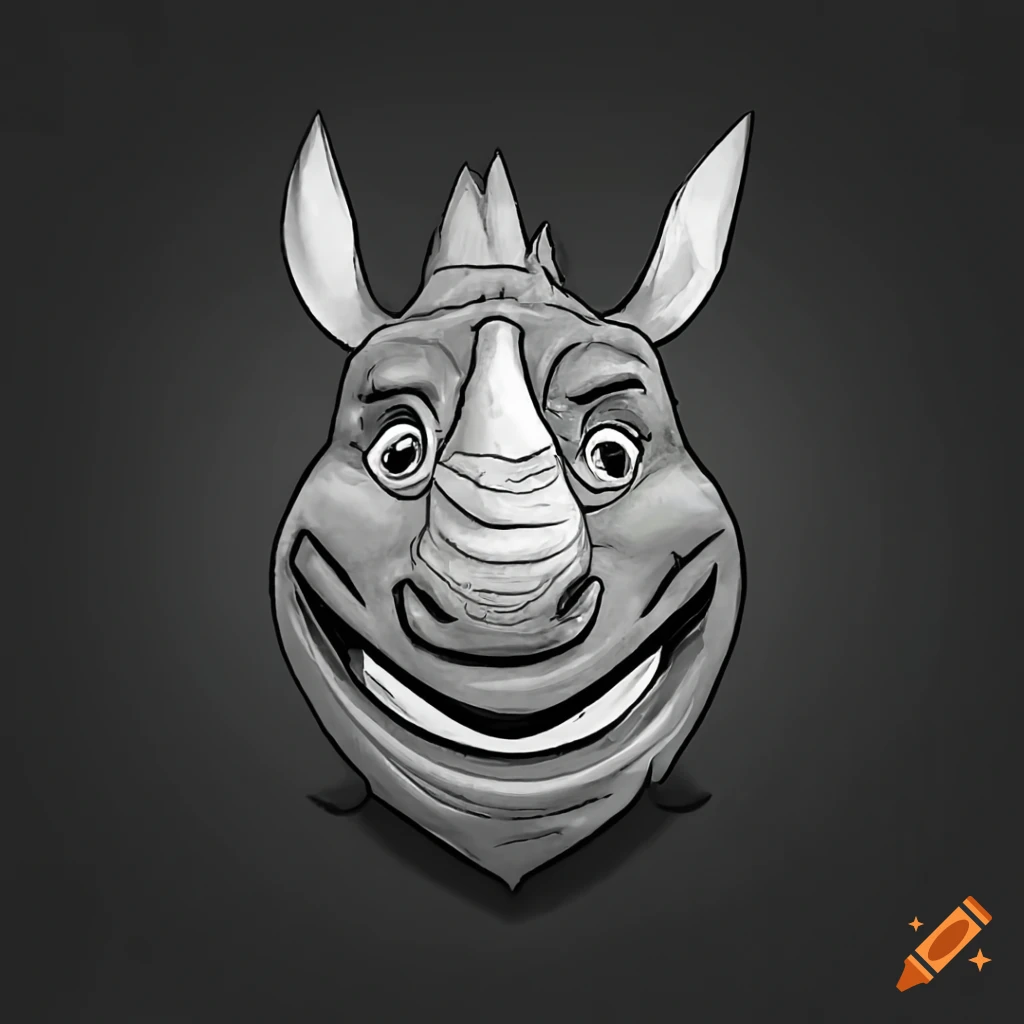 Smiling rhino head logo in graffiti style