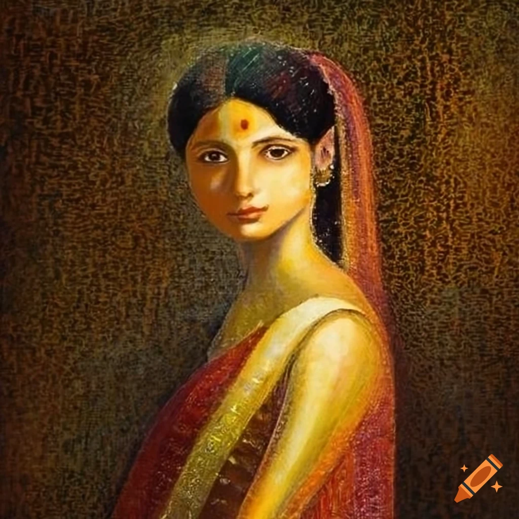Indian woman in the style of Seurat