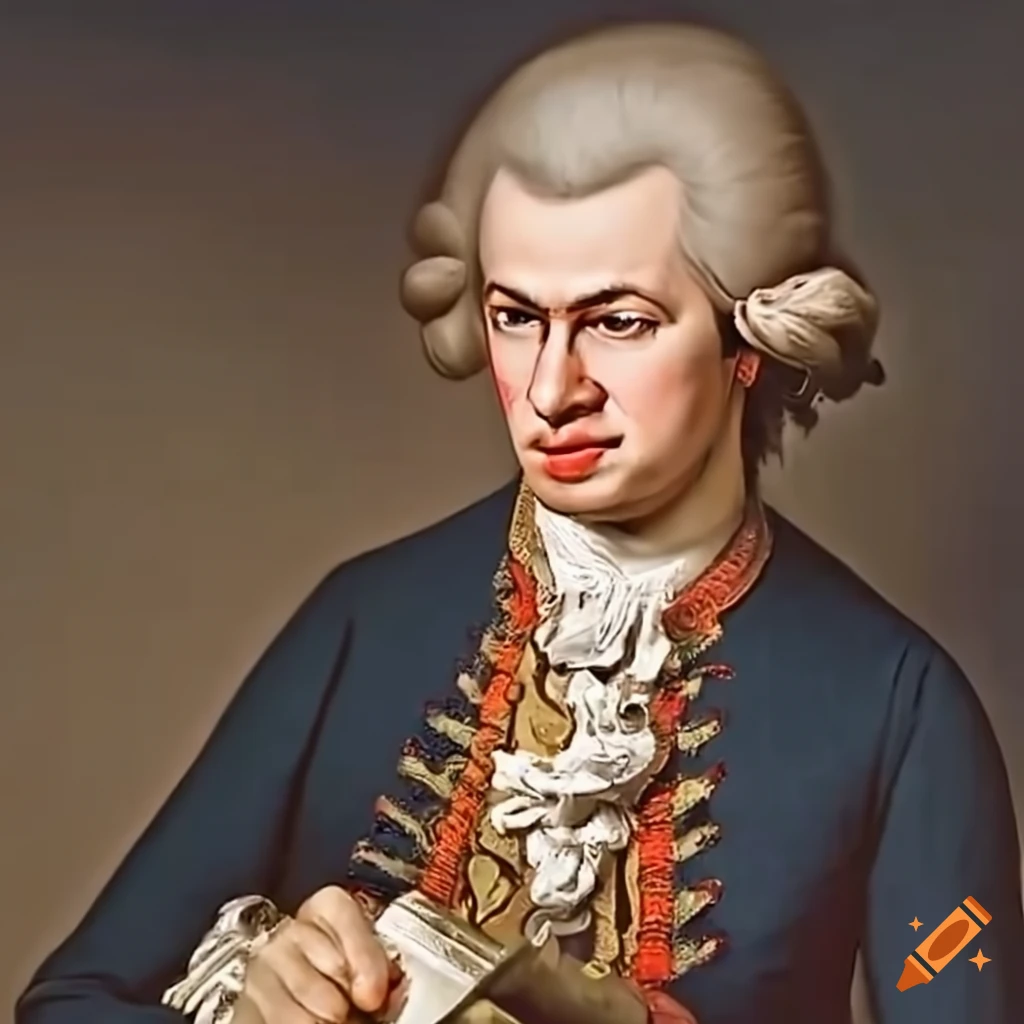 Mozart expressing extreme anger by smashing a piano