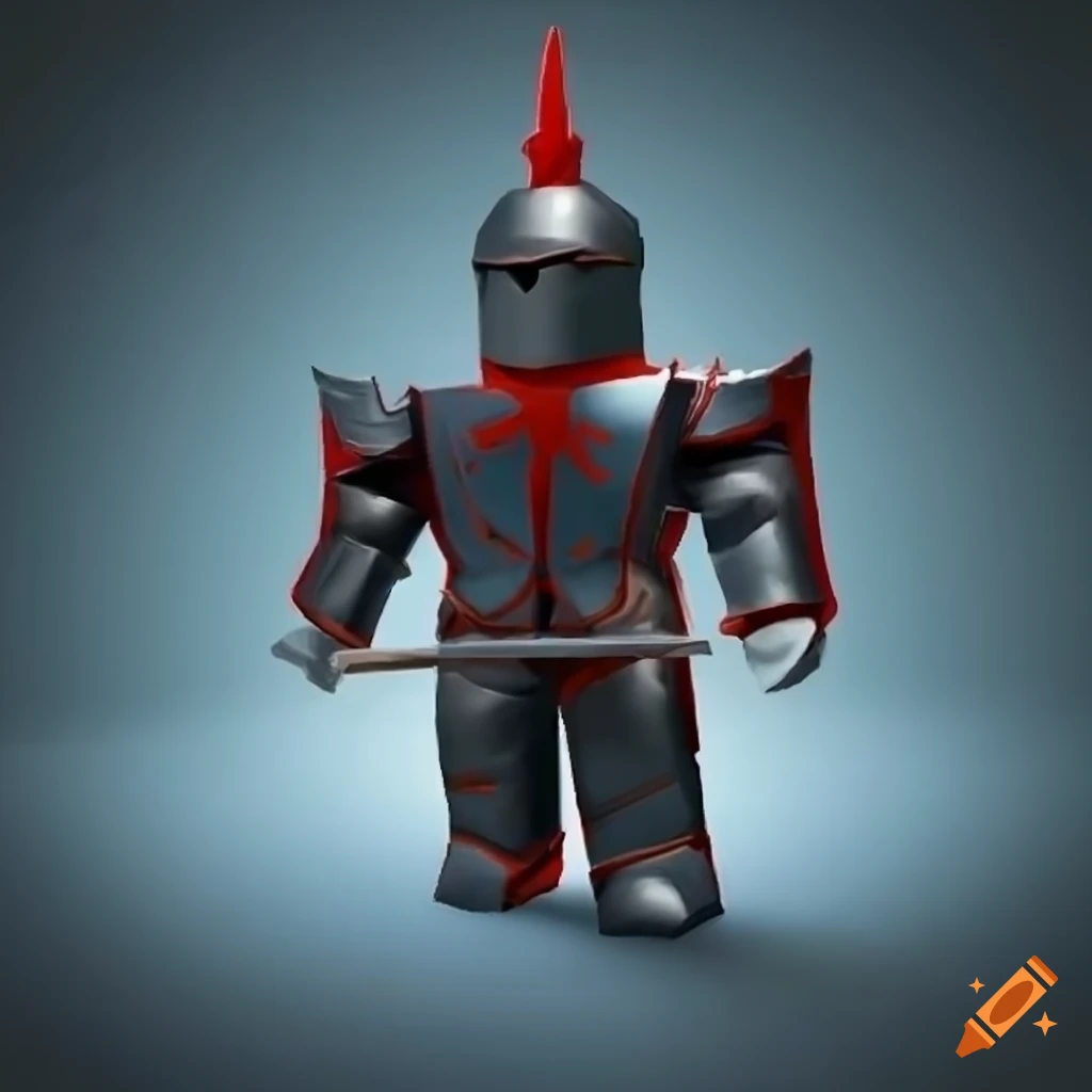 Roblox silver knight standing on a hill on Craiyon