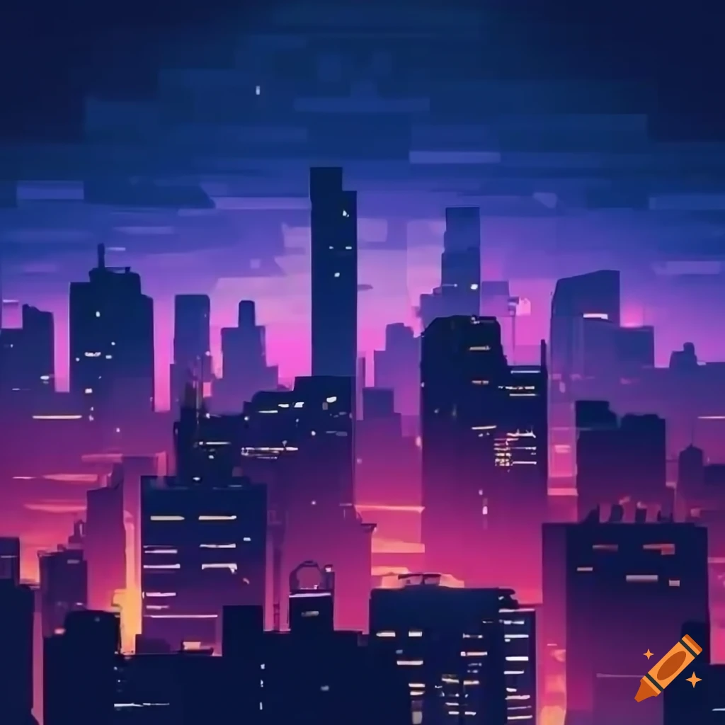 Cyberpunk city skyline at night on Craiyon