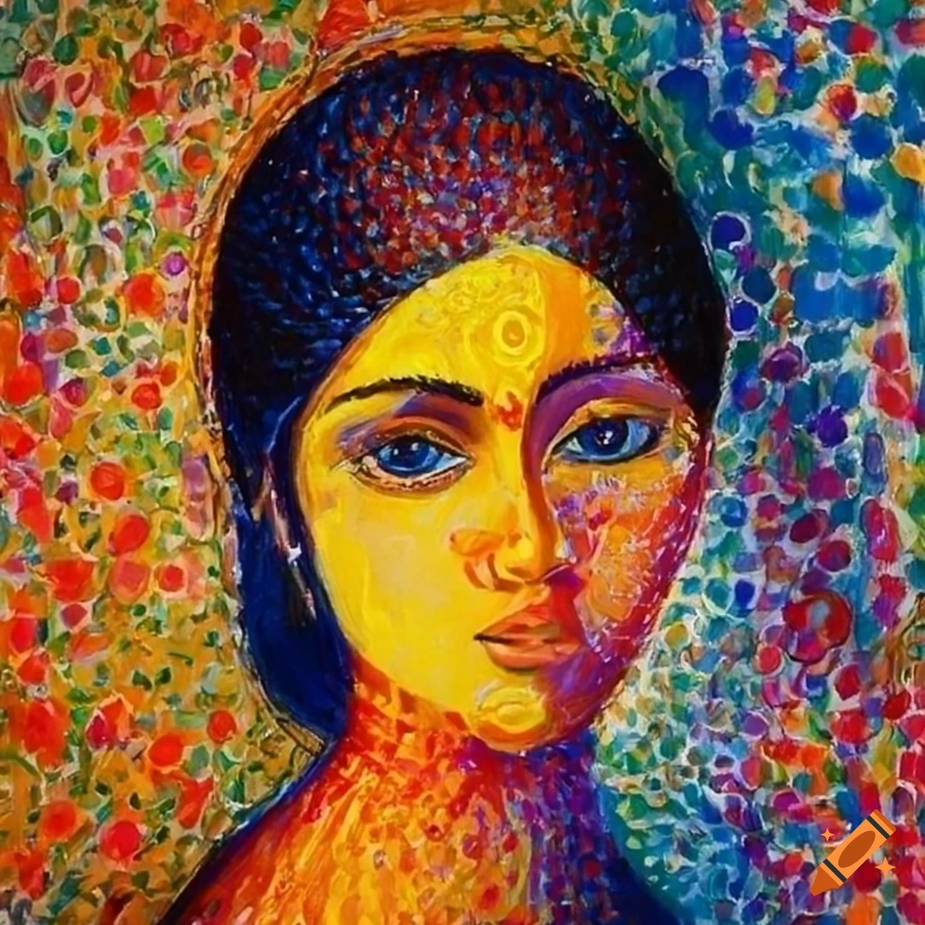 Indian woman with Seurat's style