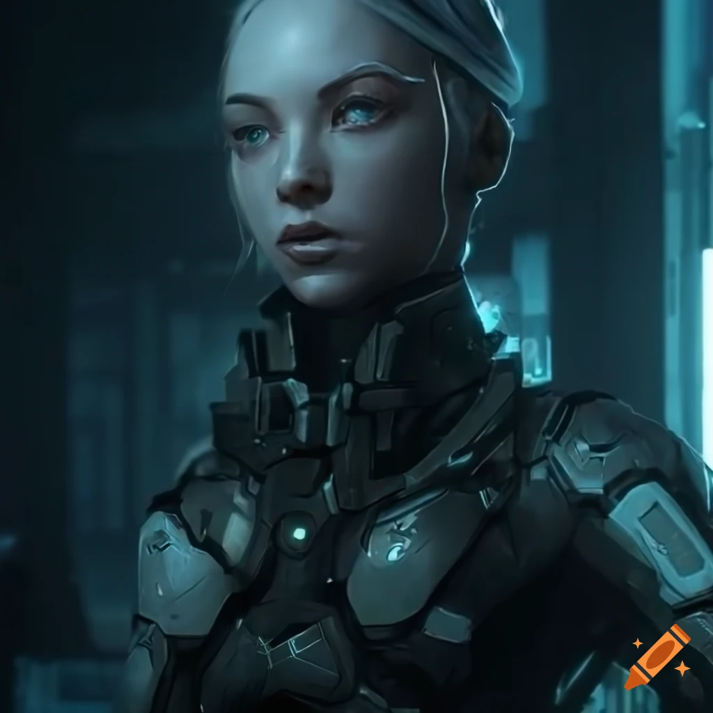 Hyperrealistic Futuristic Female Warrior In Cyberpunk Armor On Craiyon 9310