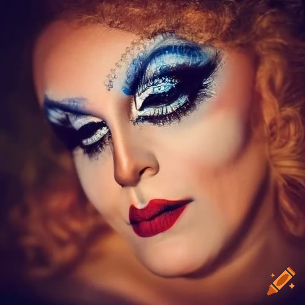 Vibrant drag queen with closed eyes