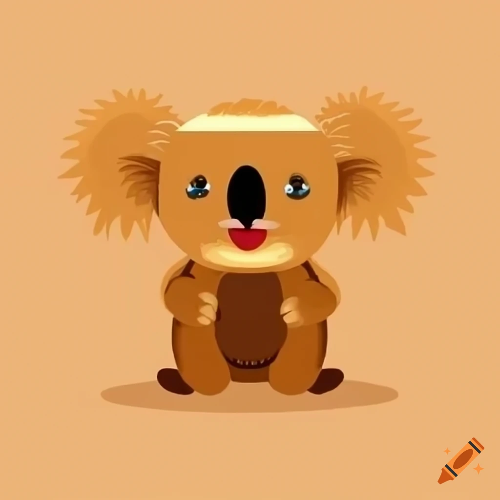 Golden koala bear animated in a rectangular frame on Craiyon