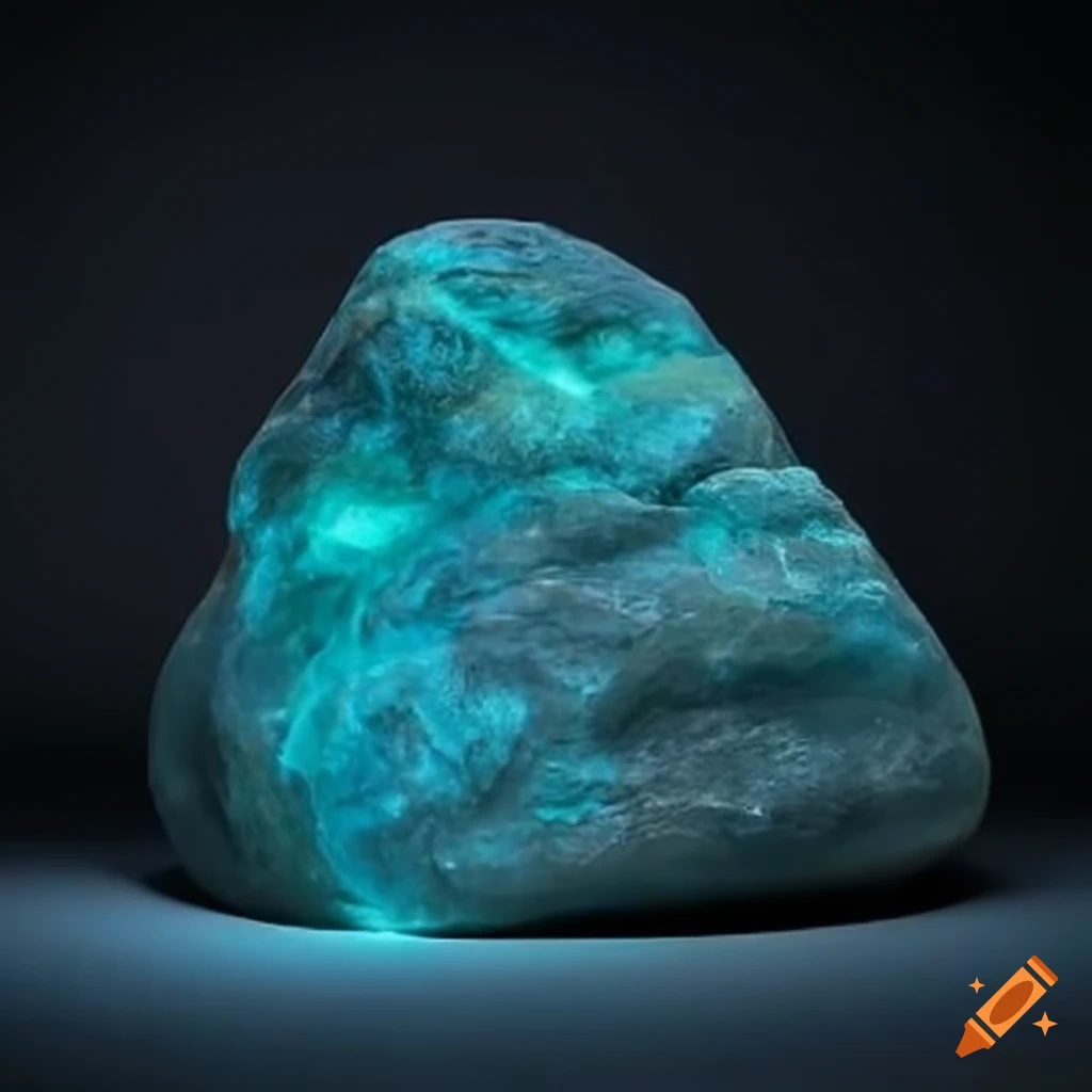 Stone grey rock with glowing cyan ores on Craiyon