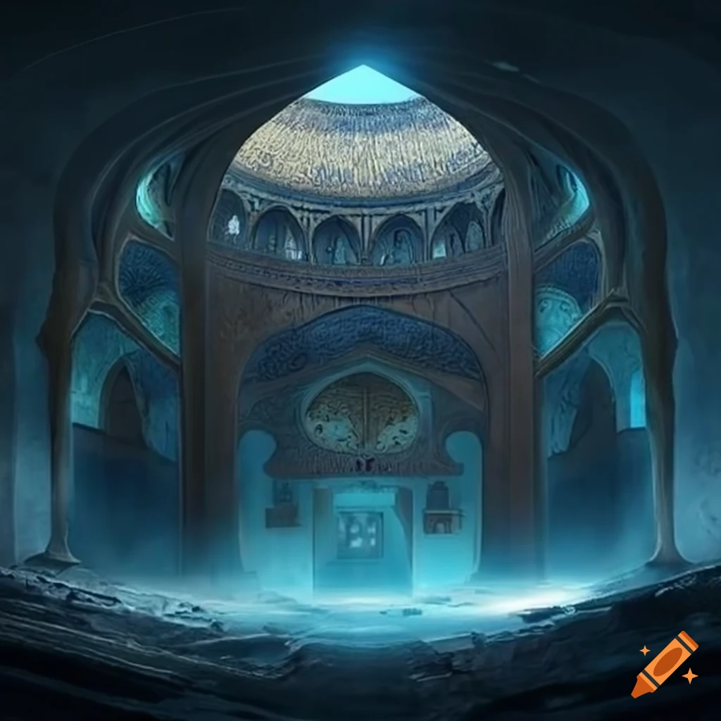 Iranian architecture from a space view in 3D rendering