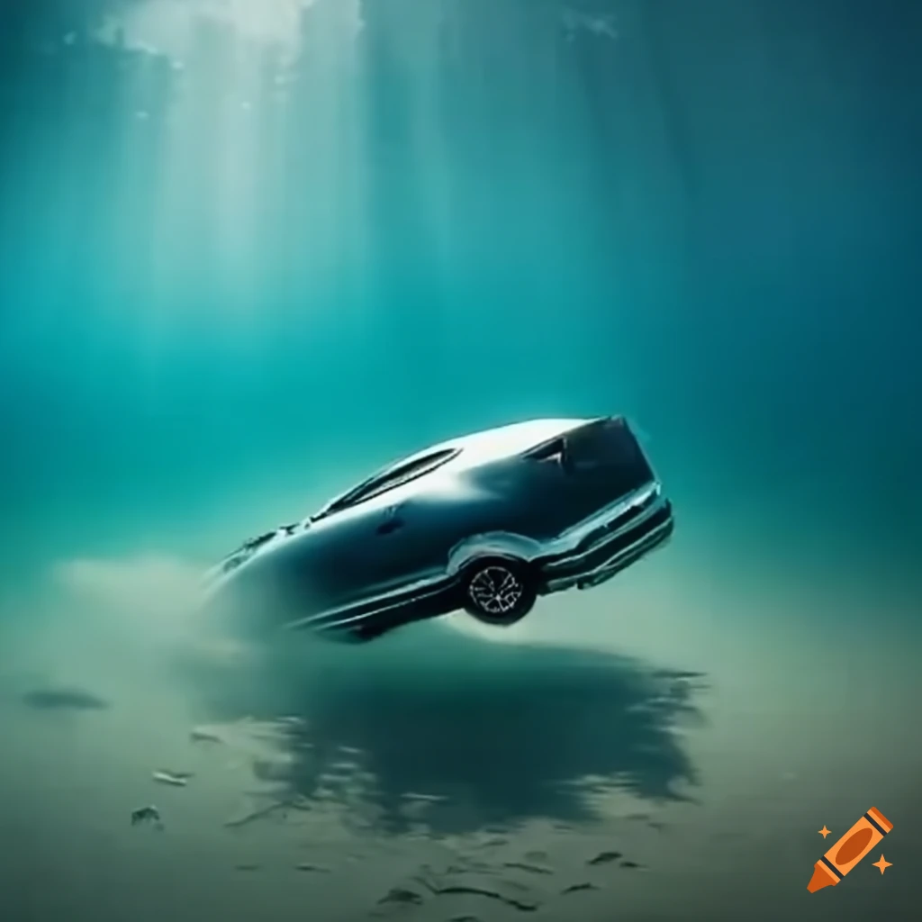 Car jumping across lake michigan at incredible speed on Craiyon