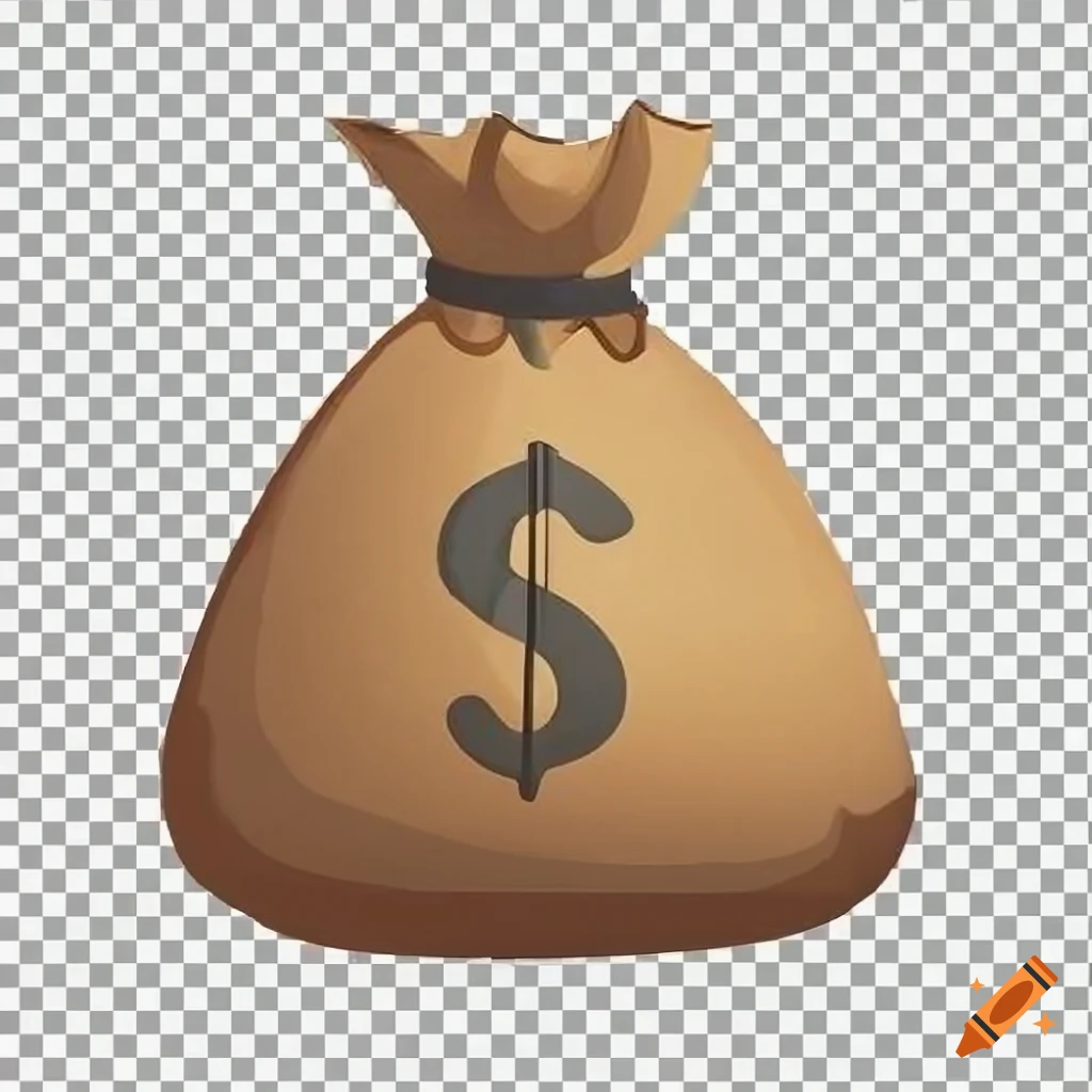Cartoon money bag logo in png format on Craiyon