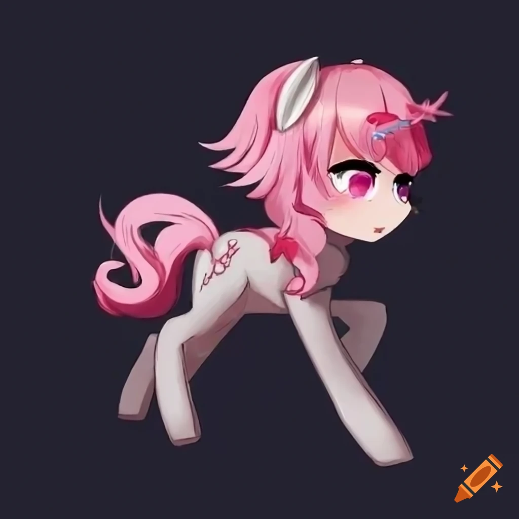 Dynamic illustration of pink-eyed pony Natsuki Arc in action