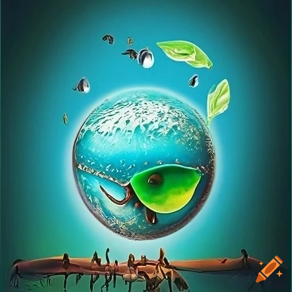 Eyecatching water conservation poster design in blue and green tones