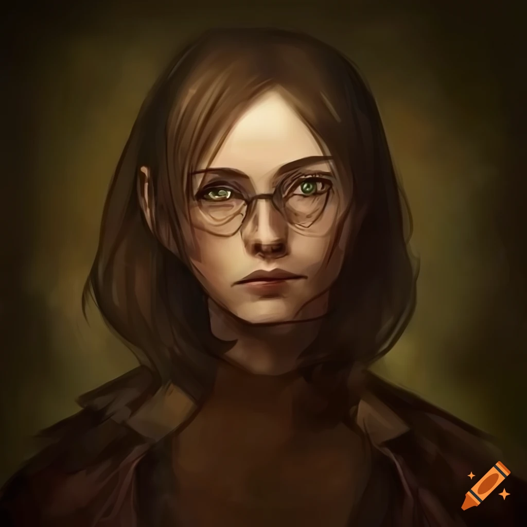 Portrait of a brown haired girl with green eyes on Craiyon