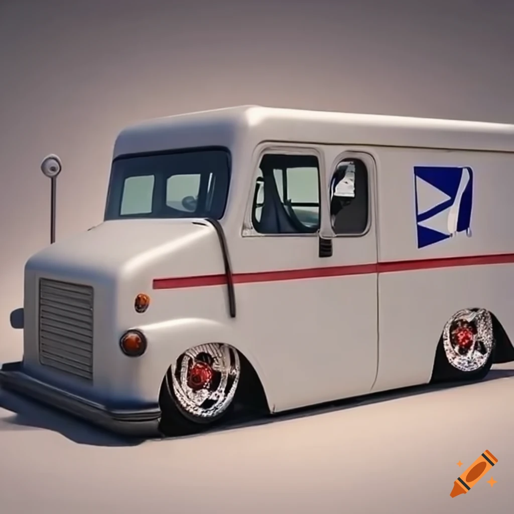 Damaged mail truck on Craiyon