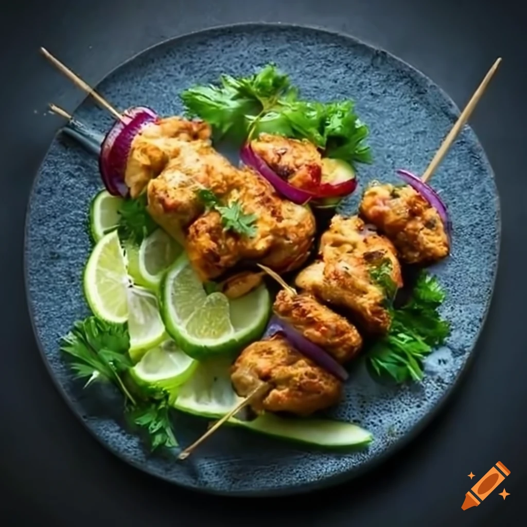 Ground chicken kebab with parsley, cilantro, and red onion on Craiyon