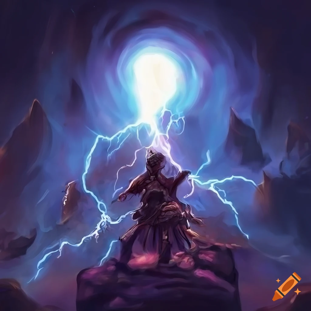 Lightning fireball with explosive impact in a fantasy rpg setting on
