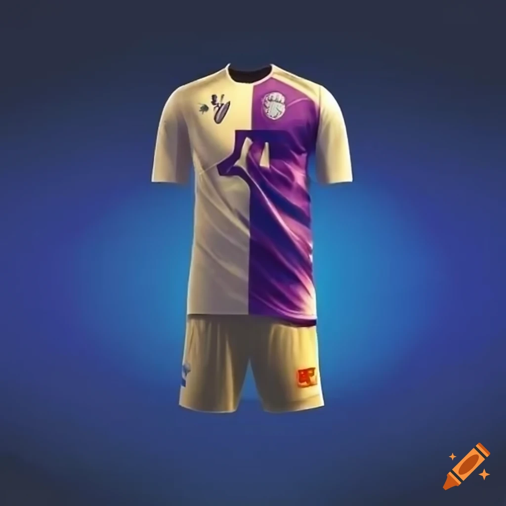 Handball jersey design with eagle logo in cream, purple, and blue
