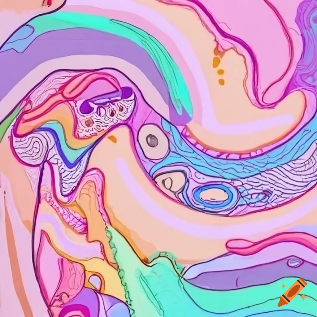 Intricate abstract pastel-colored doodle art