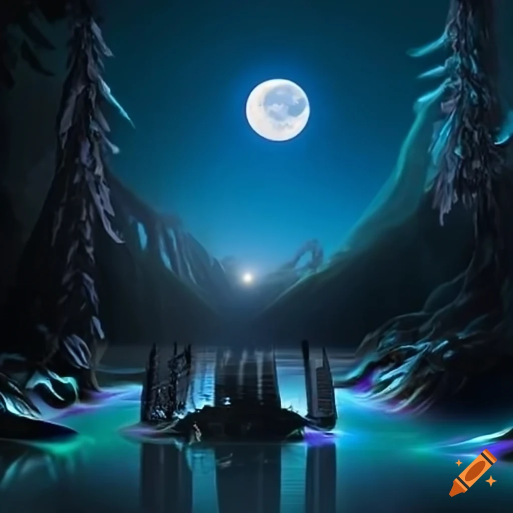Labrador with enchanting moonlit patterns and dynamic shadows