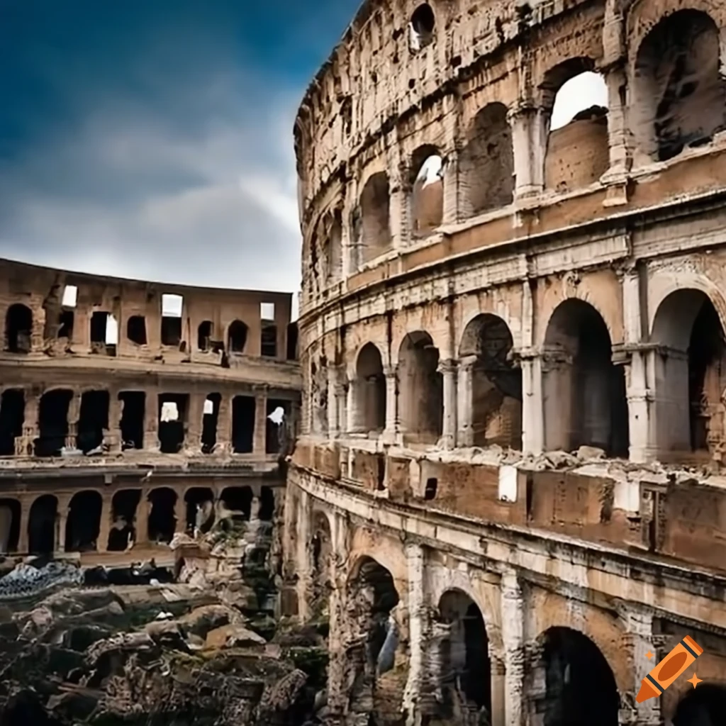 Colosseum in rome destroyed by earthquake and tsunami on Craiyon