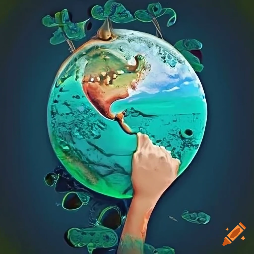 Eyecatching water conservation poster design in blue and green tones