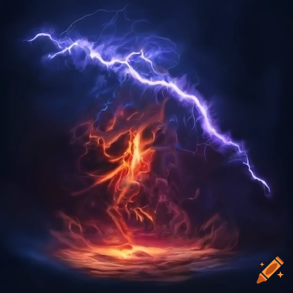 Lightning fireball with explosive impact in a fantasy rpg setting on