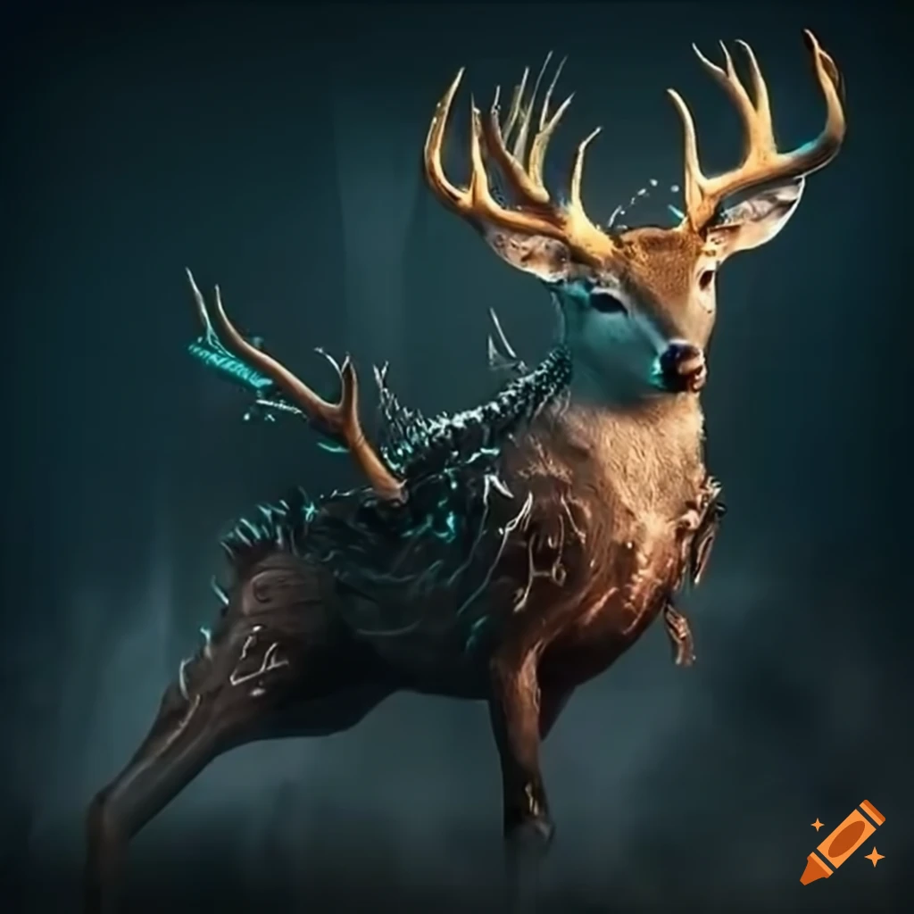 Futuristic adaptive creature with cybernetic enhancements and advanced camouflage