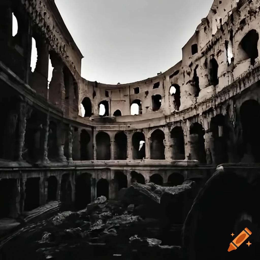 Colosseum in rome destroyed by earthquake and tsunami on Craiyon