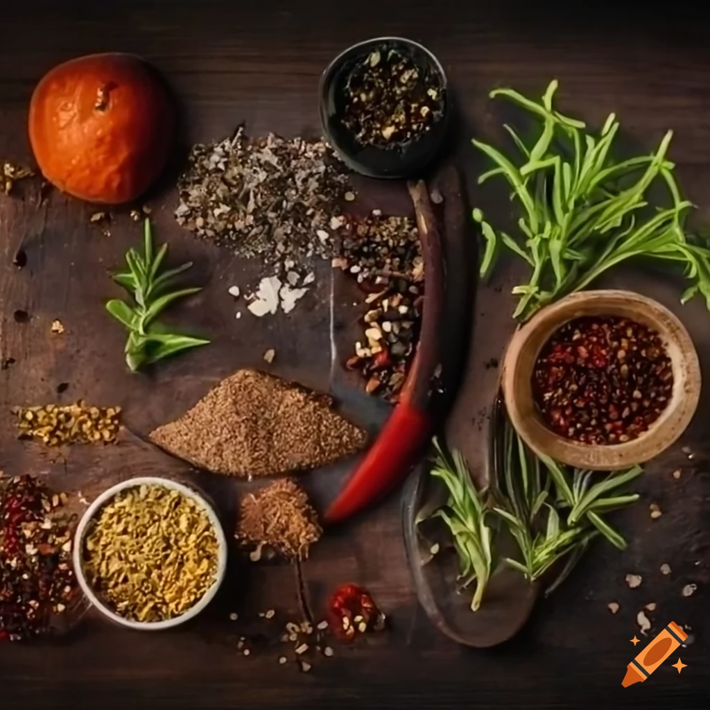 Spice mix: salt, pepper, oregano, rosemary, lemon zest, smoked paprika, garlic, and bay leaf