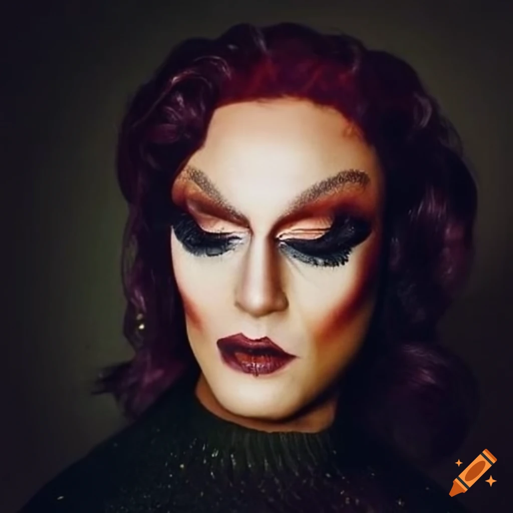 Close-up of drag queen with closed eyes