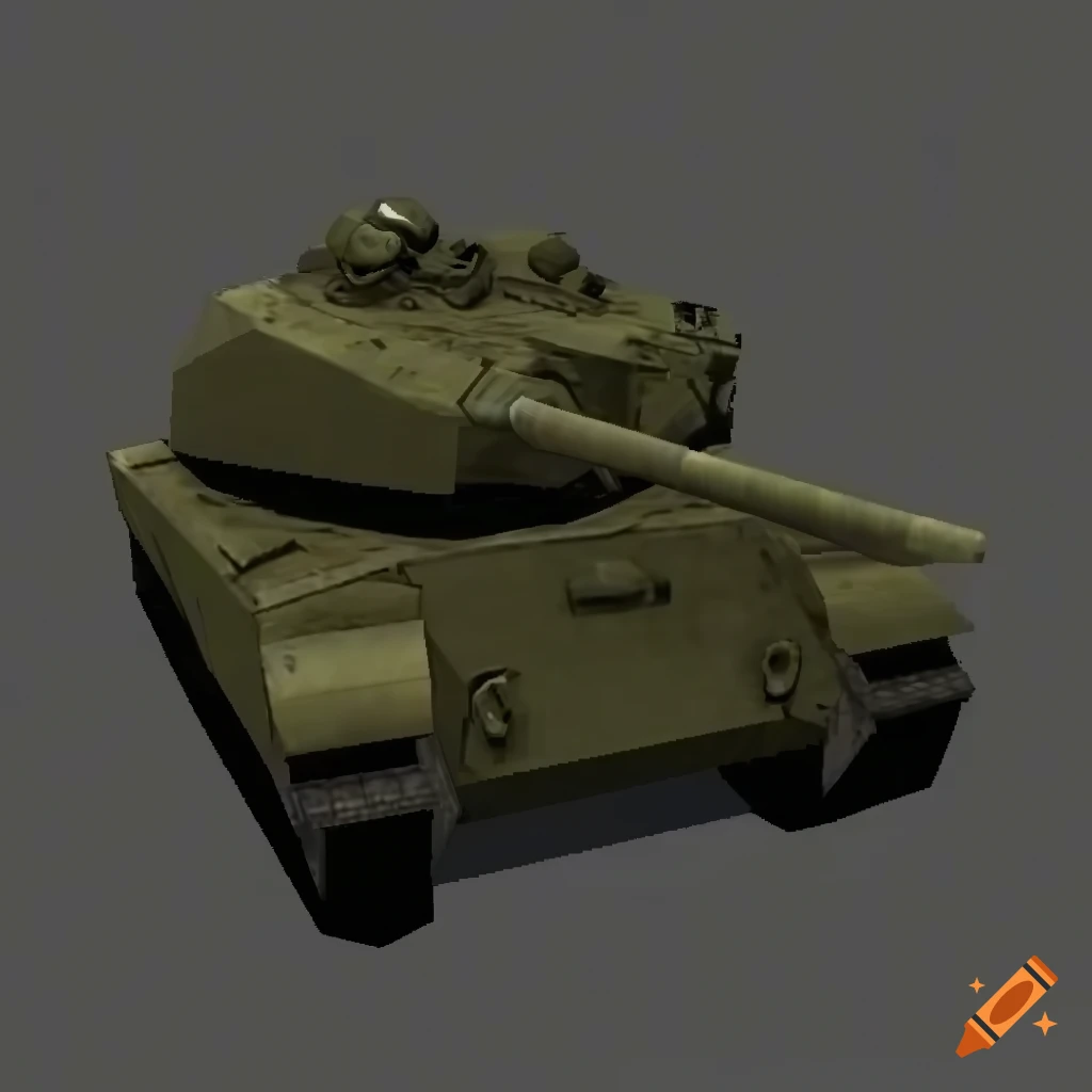 Tank in heavily polygonal 3D style like PS1 graphics