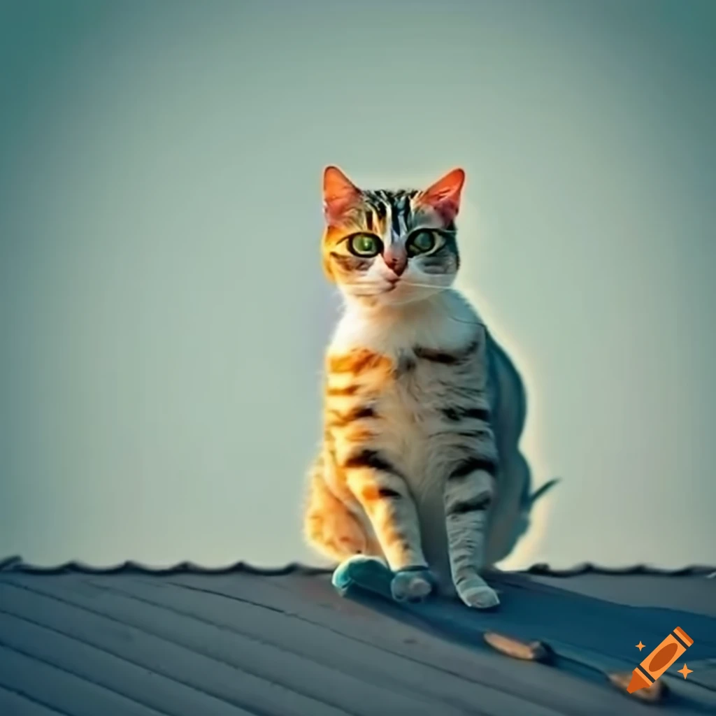 Cat sitting on the roof