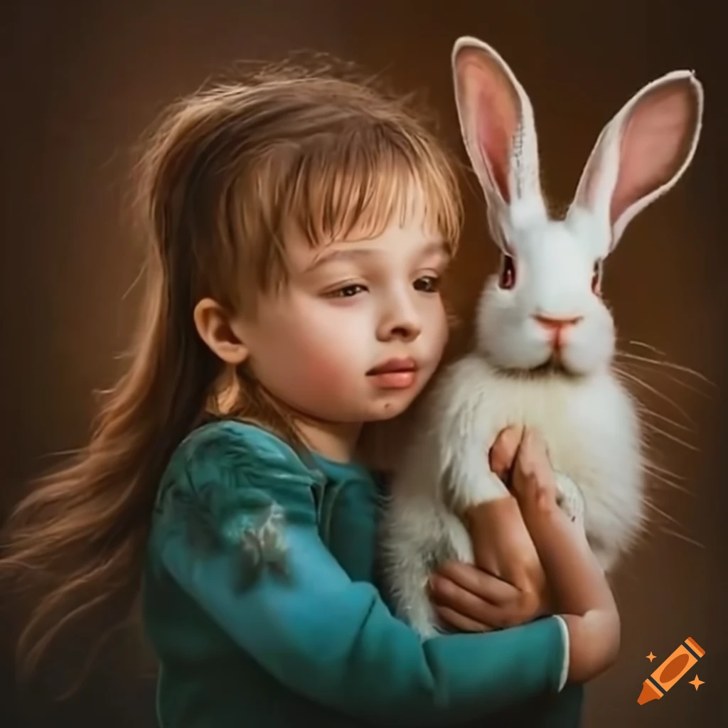 Kids playing with a bunny