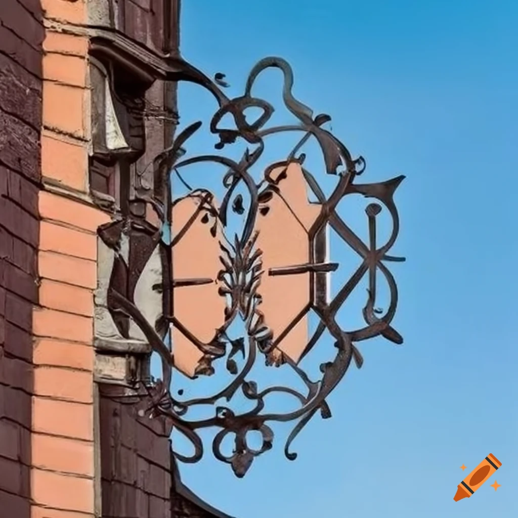 Artistic wrought iron street sign with unique geometric design