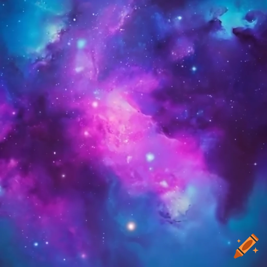Galaxy visuals with pink, purple, and blue colors on Craiyon