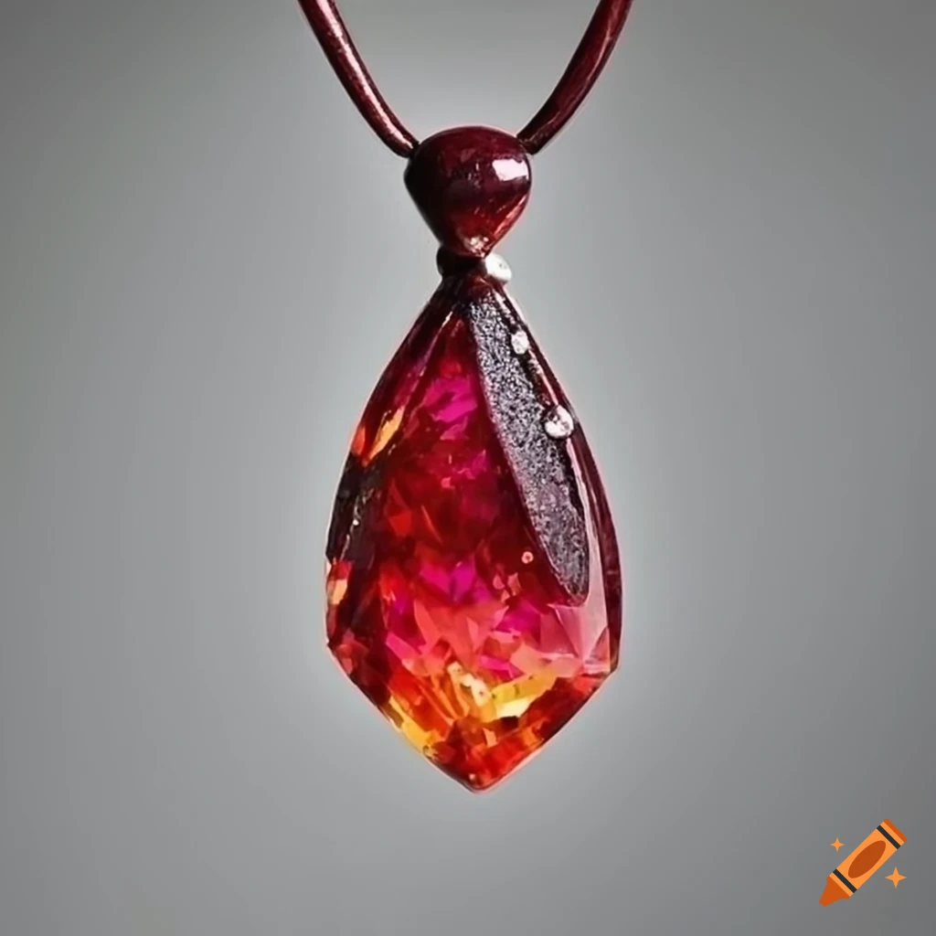 Ancient red crystal pendant exuding mystical energy on Craiyon