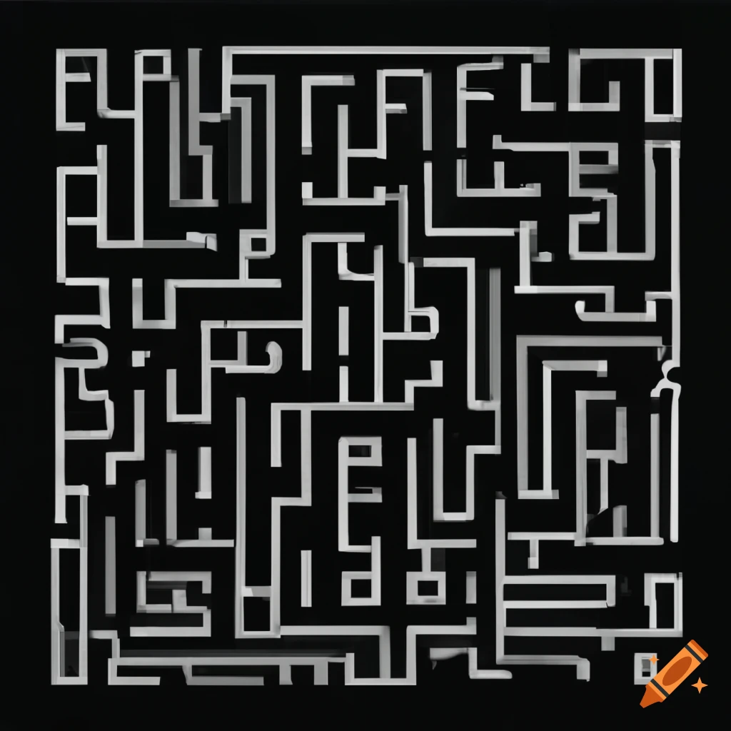 A maze with people navigating through the paths