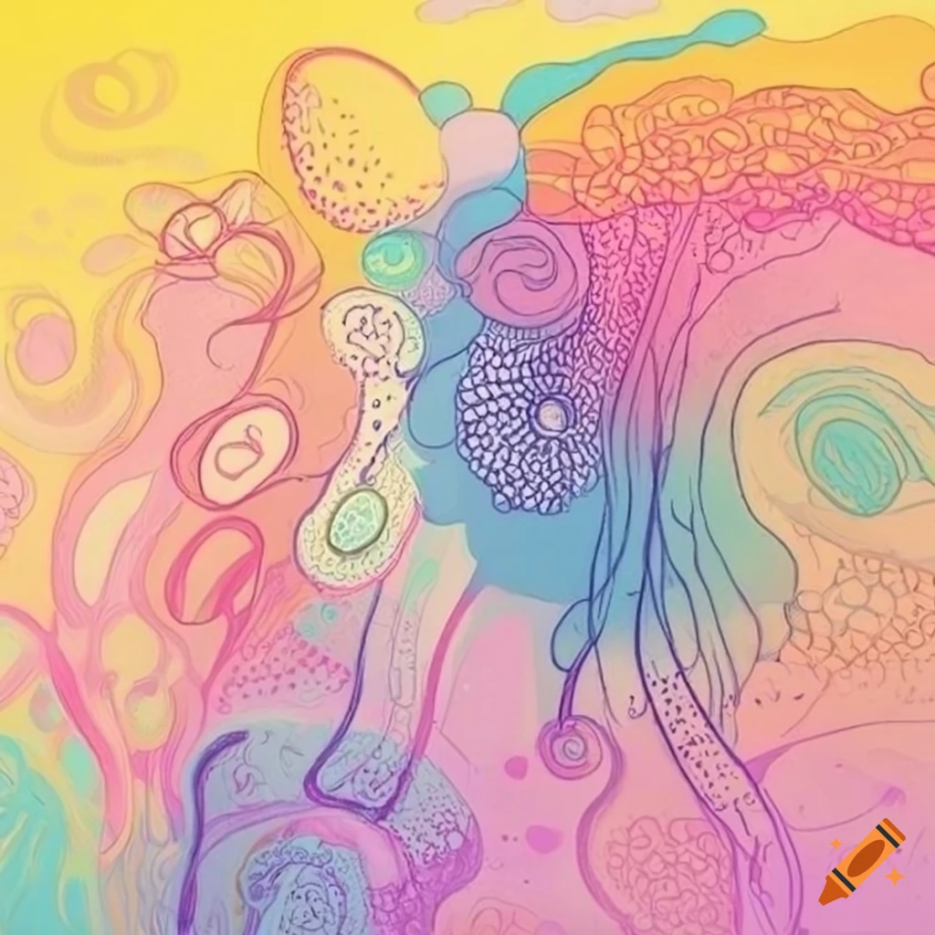 Intricate abstract pastel-colored doodle art