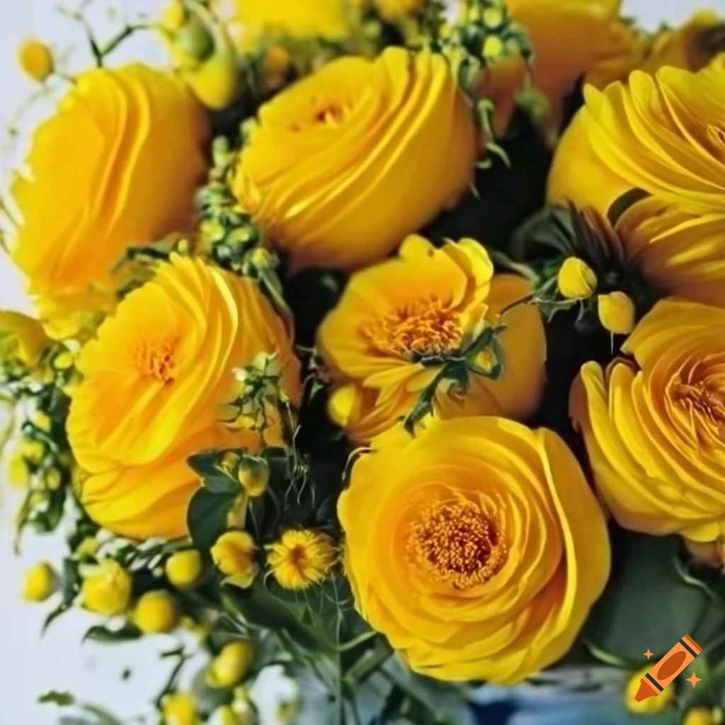 Freshly picked big yellow birthday flowers from a nearby farm on Craiyon