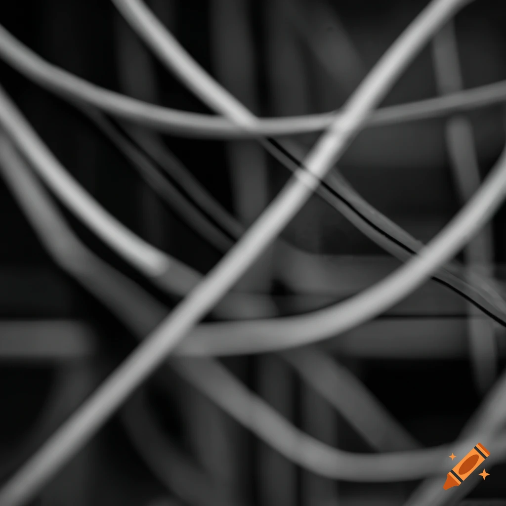 Monochrome blurry electricity cables on Craiyon