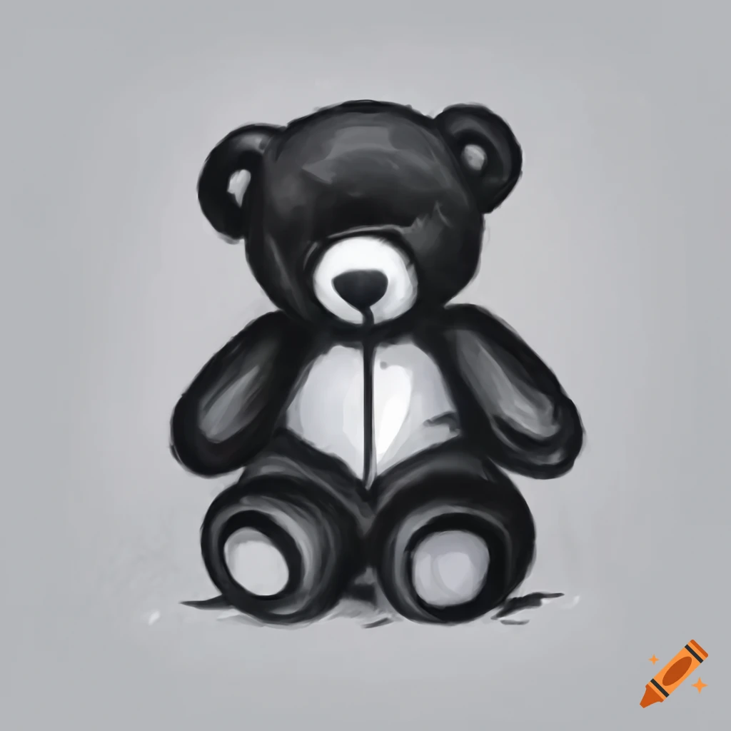 Romantic cute teddy bear drawing with heart and valentines theme