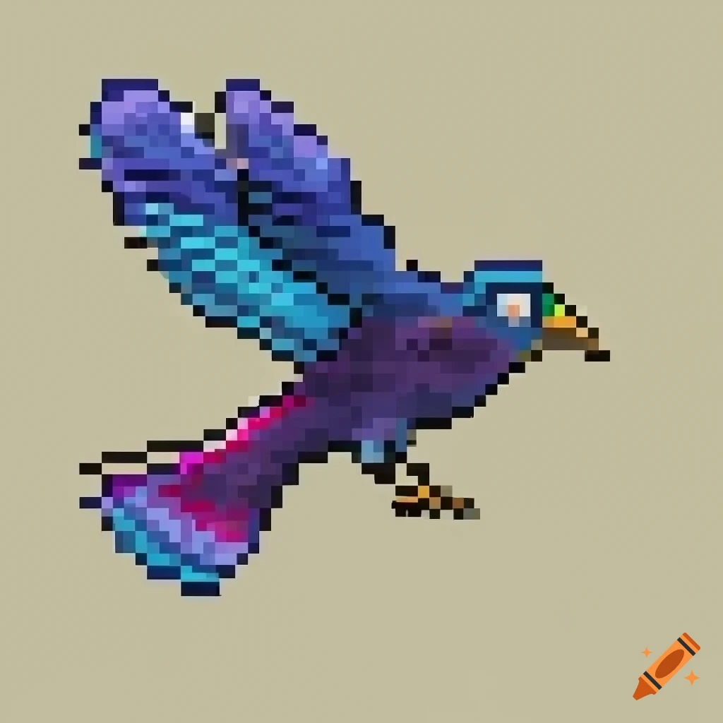 Flying bird in pixel art