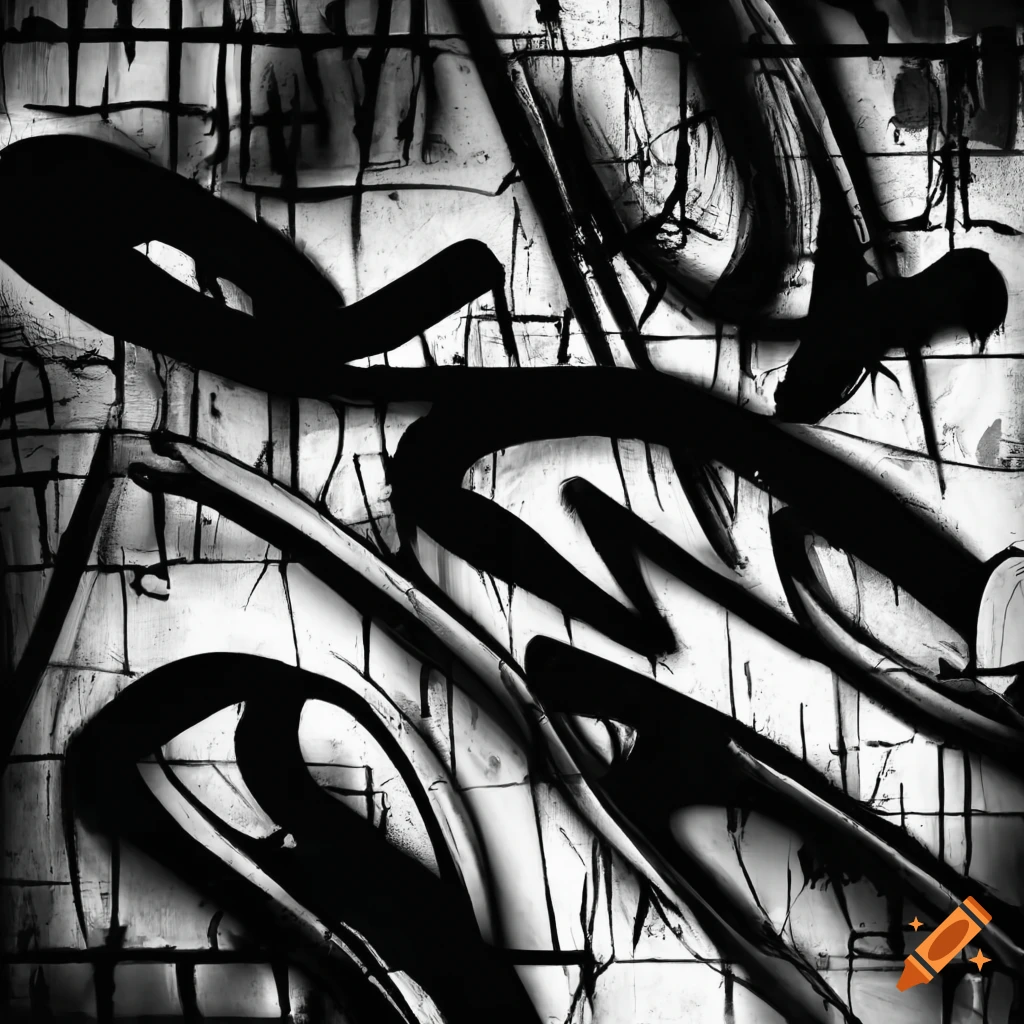 Abstract black and white graffiti art on Craiyon