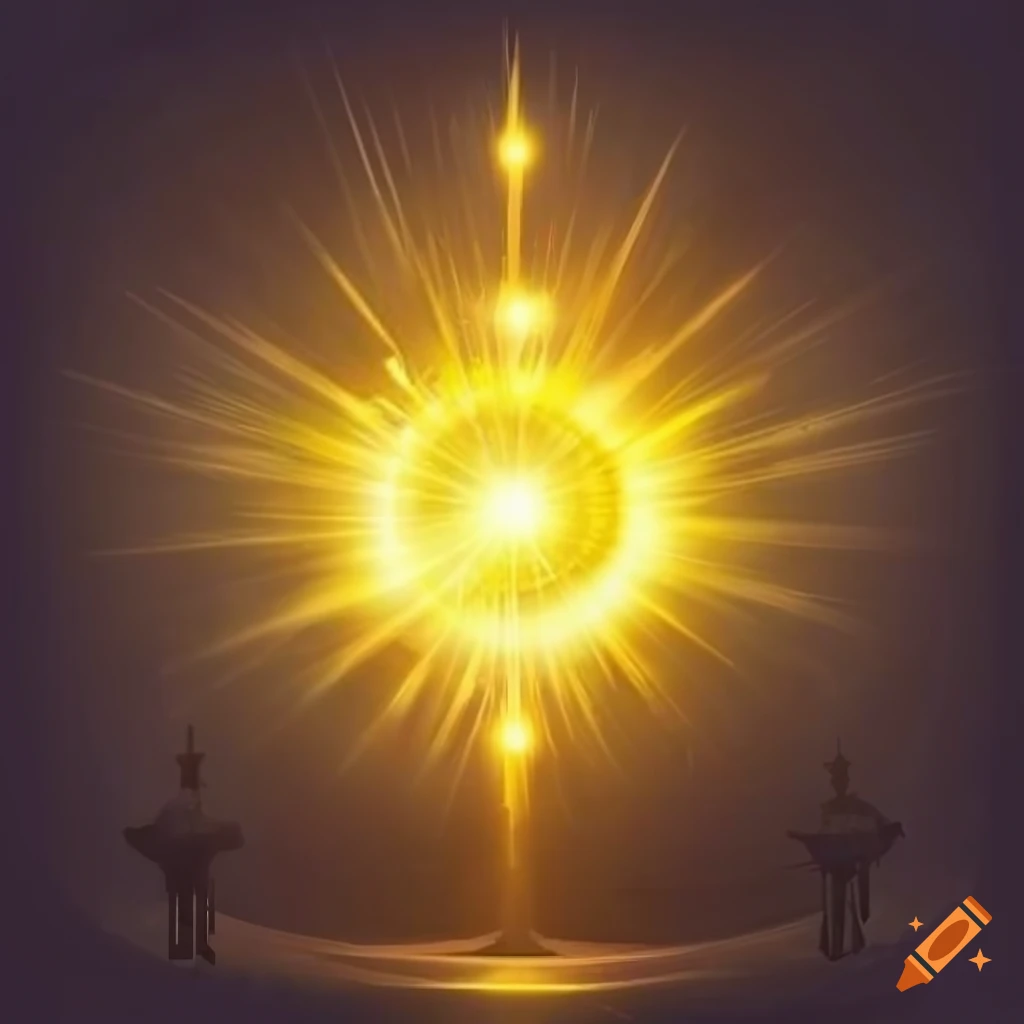 Spiritual moment between two souls with divine yellow lights on Craiyon