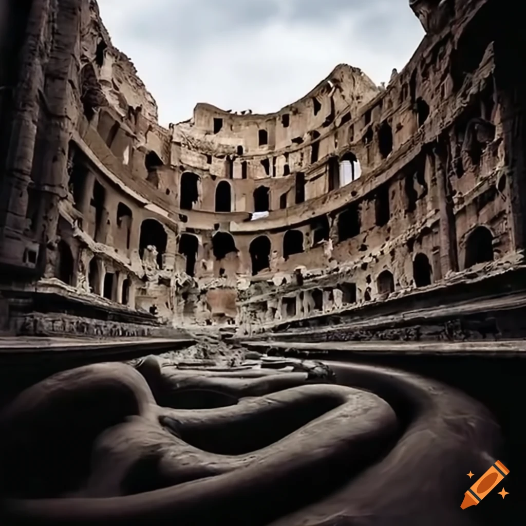 Colosseum in rome destroyed by earthquake and tsunami on Craiyon