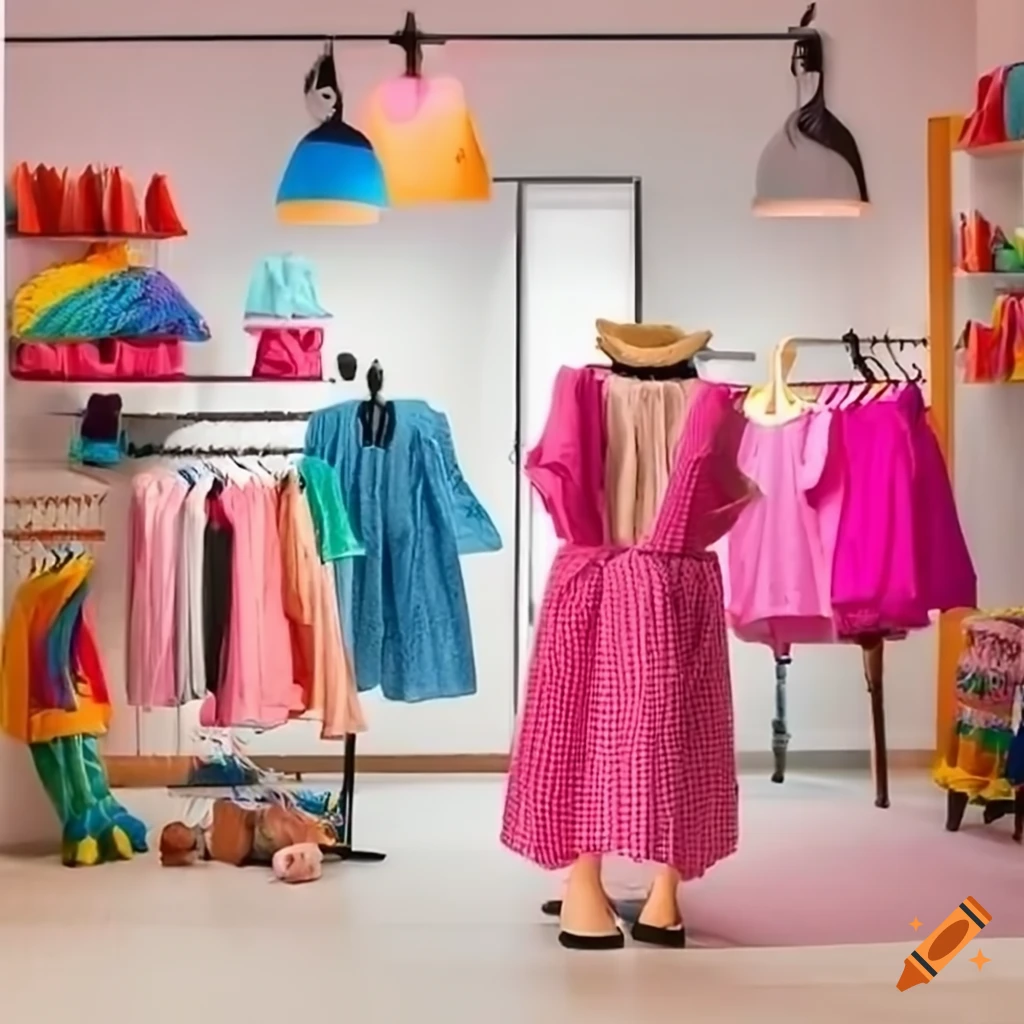 Colorful kids' clothing store interior on Craiyon