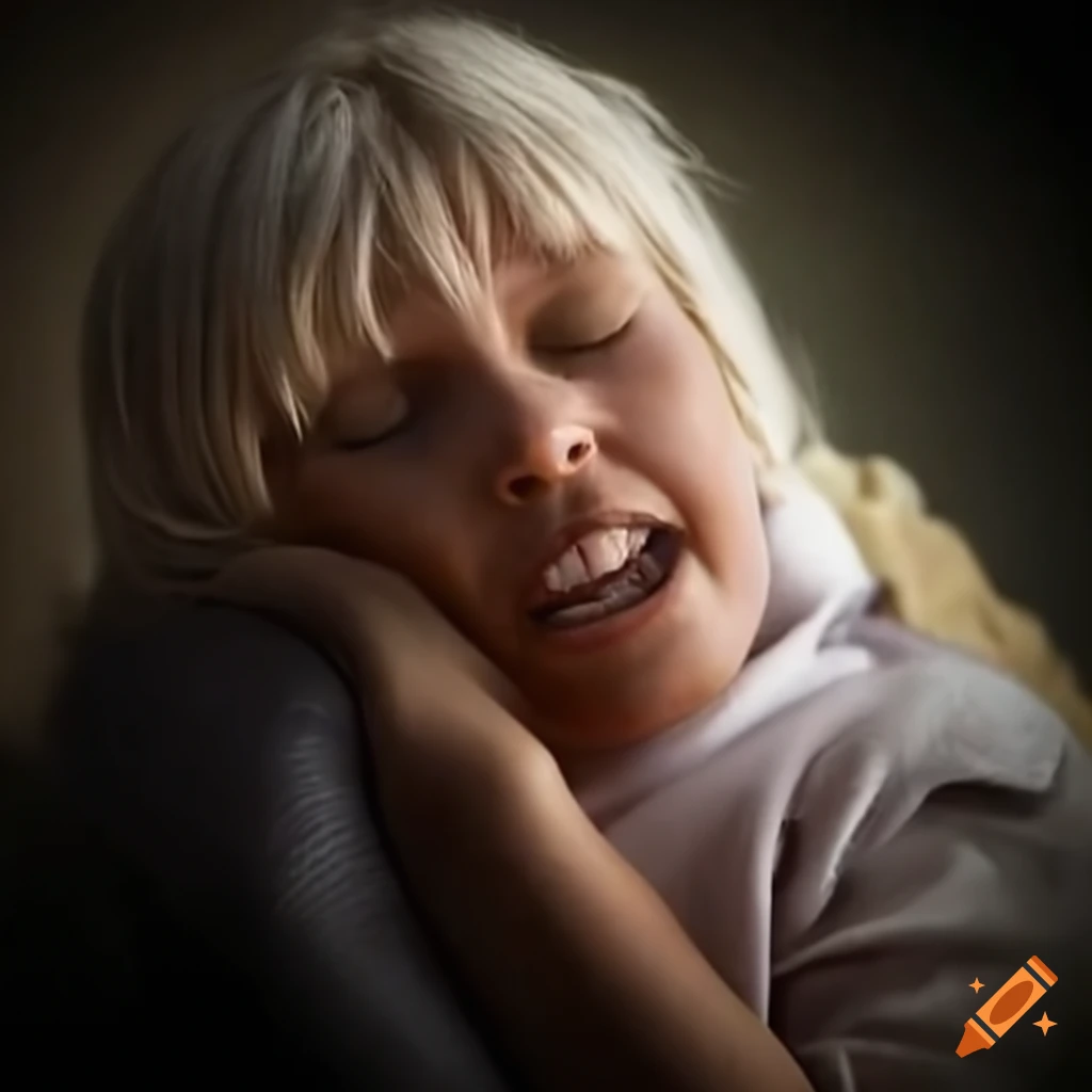 Meredith baxter with arms crossed and sleeping under a blanket on Craiyon