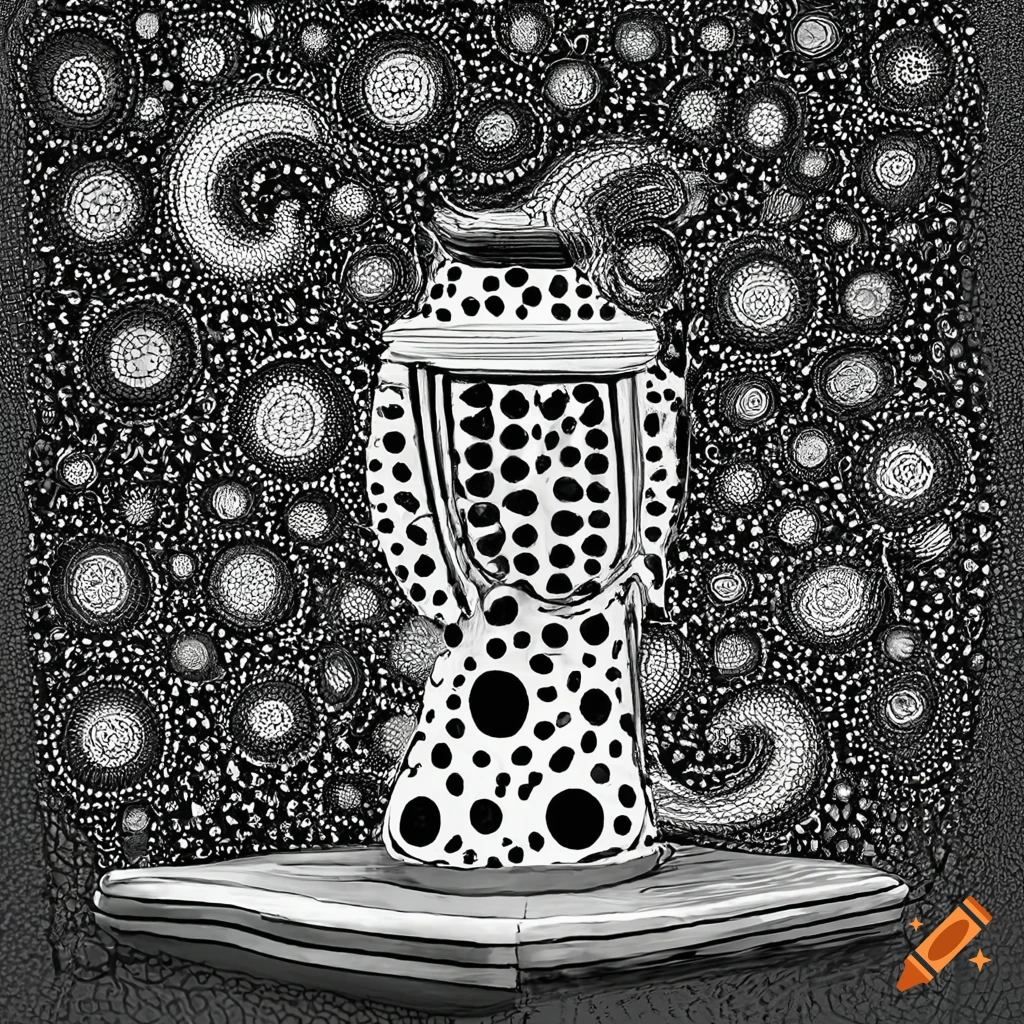 Yayoi Kusama style painting of a kitchen blender