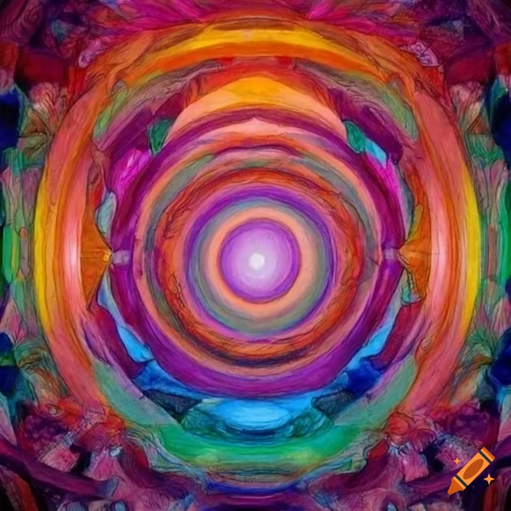 Artistic portrayal of the 4th dimension in colored pencil on Craiyon